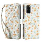 For Samsung Galaxy S20+ Flower Pattern Buckle Leather Phone Case with Lanyard(Orange Flowers) - 2