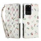 For Samsung Galaxy S20 Ultra Flower Pattern Buckle Leather Phone Case with Lanyard(Pink Flowers) - 2