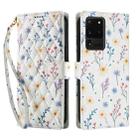For Samsung Galaxy S20 Ultra Flower Pattern Buckle Leather Phone Case with Lanyard(Blue Flowers) - 2
