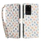 For Samsung Galaxy S20 Ultra Flower Pattern Buckle Leather Phone Case with Lanyard(Florals) - 2