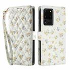 For Samsung Galaxy S20 Ultra Flower Pattern Buckle Leather Phone Case with Lanyard(Yellow Flowers) - 2