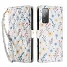 For Samsung Galaxy S20 FE Flower Pattern Buckle Leather Phone Case with Lanyard(Blue Flowers) - 2