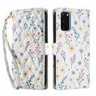For Samsung Galaxy S20 Flower Pattern Buckle Leather Phone Case with Lanyard(Blue Flowers) - 2