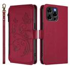 For Doogee Note 58 / Note 58 Pro Butterfly Love Flower Multi-card Zipper Wallet Leather Phone Case(Wine Red) - 2
