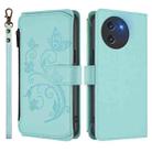 For Doogee Note 59 / Note 59 Pro Butterfly Love Flower Multi-card Zipper Wallet Leather Phone Case(Mint Green) - 2