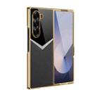 For Samsung Galaxy Z Fold7 5G Integrated Leather Contrast Color Folding Phone Case(Black) - 1