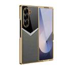 For Samsung Galaxy Z Fold7 5G Integrated Leather Contrast Color Folding Phone Case(Green) - 1