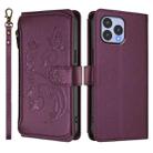 For Wiko T60 / Cubot P80 Butterfly Love Flower Multi-card Zipper Wallet Leather Phone Case(Dark Purple) - 2
