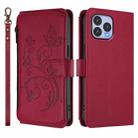 For Wiko T60 / Cubot P80 Butterfly Love Flower Multi-card Zipper Wallet Leather Phone Case(Wine Red) - 2