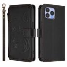 For Wiko T60 / Cubot P80 Butterfly Love Flower Multi-card Zipper Wallet Leather Phone Case(Black) - 2