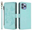 For Wiko T60 / Cubot P80 Butterfly Love Flower Multi-card Zipper Wallet Leather Phone Case(Mint Green) - 2