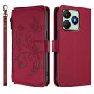For Wiko T20 Butterfly Love Flower Multi-card Zipper Wallet Leather Phone Case(Wine Red) - 2