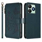 For Wiko T20 Butterfly Love Flower Multi-card Zipper Wallet Leather Phone Case(Dark Green) - 2