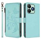 For Wiko T20 Butterfly Love Flower Multi-card Zipper Wallet Leather Phone Case(Mint Green) - 2