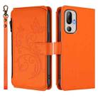 For HTC U24 Pro Butterfly Love Flower Multi-card Zipper Wallet Leather Phone Case(Orange) - 2