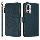 For HTC U24 Pro Butterfly Love Flower Multi-card Zipper Wallet Leather Phone Case(Dark Green) - 2