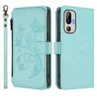 For HTC U24 Pro Butterfly Love Flower Multi-card Zipper Wallet Leather Phone Case(Mint Green) - 2