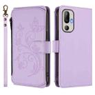 For HTC U24 Pro Butterfly Love Flower Multi-card Zipper Wallet Leather Phone Case(Light Purple) - 2