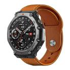 22mm xDfind Rivet Buckle Genuine Leather Watch Band(Brown White Thread) - 1