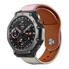 22mm xDfind Rivet Buckle Genuine Leather Watch Band(Pink White) - 1