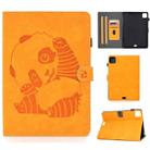 For iPad Air 2022 / 2020 10.9 Panda Embossing Pattern Horizontal Flip PU Leather Case with Holder & Card Slot & Anti-skid Strip(Khaki) - 1
