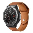 For Amazfit T-Rex 3 xDfind Rivet Buckle Genuine Leather Watch Band(Light Brown) - 1