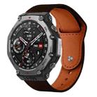 For Amazfit T-Rex 3 xDfind Rivet Buckle Genuine Leather Watch Band(Dark Brown) - 1