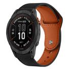For Garmin Fenix 8/7X/6X/5X 26mm xDfind Rivet Buckle Genuine Leather Watch Band(Black) - 1