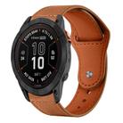 For Garmin Fenix 8/7X/6X/5X 26mm xDfind Rivet Buckle Genuine Leather Watch Band(Light Brown) - 1