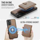 For Samsung Galaxy A14 4G / 5G / M44 5G JEEHOOD J09 Buckle Card Bag MagSafe Magnetic Style RFID Leather Phone Case(Brown) - 3