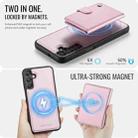 For Samsung Galaxy A16 4G / 5G JEEHOOD J09 Buckle Card Bag MagSafe Magnetic Style RFID Leather Phone Case(Pink) - 3