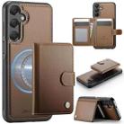 For Samsung Galaxy A16 4G / 5G JEEHOOD J09 Buckle Card Bag MagSafe Magnetic Style RFID Leather Phone Case(Brown) - 1