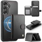 For Samsung Galaxy A16 4G / 5G JEEHOOD J09 Buckle Card Bag MagSafe Magnetic Style RFID Leather Phone Case(Black) - 1