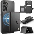 For Samsung Galaxy A55 5G / A35 5G JEEHOOD J09 Buckle Card Bag MagSafe Magnetic Style RFID Leather Phone Case(Black) - 1