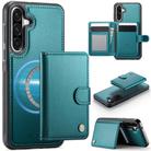 For Samsung Galaxy A36 5G JEEHOOD J09 Buckle Card Bag MagSafe Magnetic Style RFID Leather Phone Case(Green) - 1