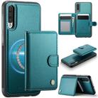 For Samsung Galaxy A50 JEEHOOD J09 Buckle Card Bag MagSafe Magnetic Style RFID Leather Phone Case(Green) - 1