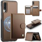 For Samsung Galaxy A50 JEEHOOD J09 Buckle Card Bag MagSafe Magnetic Style RFID Leather Phone Case(Brown) - 1
