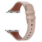 For Apple Watch 42 / 44 / 45 / 46 / 49mm xDfind Double Ring Single Rivet Genuine Leather Watch Band(Apricot) - 2
