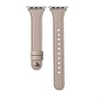 For Apple Watch 42 / 44 / 45 / 46 / 49mm xDfind Double Ring Single Rivet Genuine Leather Watch Band(Apricot) - 3