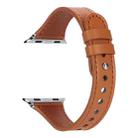 For Apple Watch 42 / 44 / 45 / 46 / 49mm xDfind Double Ring Single Rivet Genuine Leather Watch Band(Light Brown) - 2