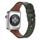 For Apple Watch 38 / 40 / 41 / S10 42mm xDfind Double Ring Single Rivet Genuine Leather Watch Band(Army Green) - 1