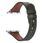 For Apple Watch 38 / 40 / 41 / S10 42mm xDfind Double Ring Single Rivet Genuine Leather Watch Band(Army Green) - 2