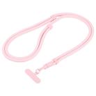 7mm Polyester Solid Color Minimalist Adjustable Crossbody Mobile Phone Lanyard(Pink) - 1