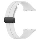 For Apple Watch 42 / 44 / 45 / 46 / 49mm xDfind  Flat Head Groove Folding Black Buckle Silicone Watch Band(White) - 2