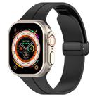 For Apple Watch 42 / 44 / 45 / 46 / 49mm xDfind  Flat Head Groove Folding Black Buckle Silicone Watch Band(Black) - 1