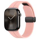 For Apple Watch 38 / 40 / 41 / S10 42mm xDfind  Flat Head Groove Folding Black Buckle Silicone Watch Band(Light Pink) - 1