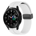 For Samsung Galaxy Watch 7 / 6 / 5 / FE xDfind  Flat Head Groove Folding Black Buckle Silicone Watch Band(White) - 1
