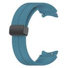 For Samsung Galaxy Watch 7 / 6 / 5 / FE xDfind  Flat Head Groove Folding Black Buckle Silicone Watch Band(Rock Blue) - 2