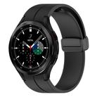For Samsung Galaxy Watch 7 / 6 / 5 / FE xDfind  Flat Head Groove Folding Black Buckle Silicone Watch Band(Black) - 1