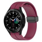 For Samsung Galaxy Watch 7 / 6 / 5 / FE xDfind  Flat Head Groove Folding Black Buckle Silicone Watch Band(Wine Red) - 1